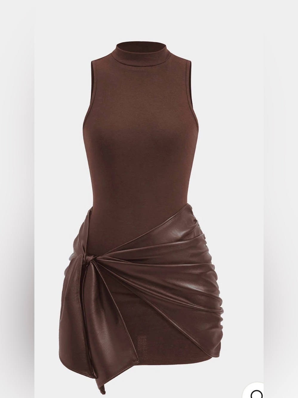 Micas Sleeveless Brown Mock Neck Bodycon Dress